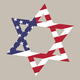 An illustration of the star of Israel with an American-flag pattern