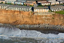 Apartments at the edge of an eroding cliff in Pacifica, California