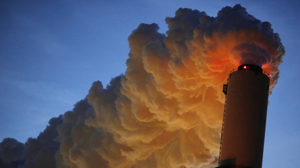 Emissions rise from a generating station.