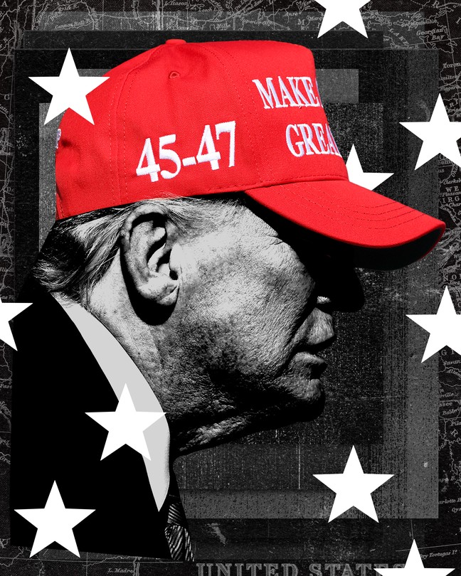 a collage showing trump