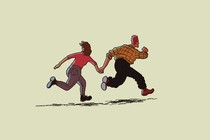 illustration of two people running
