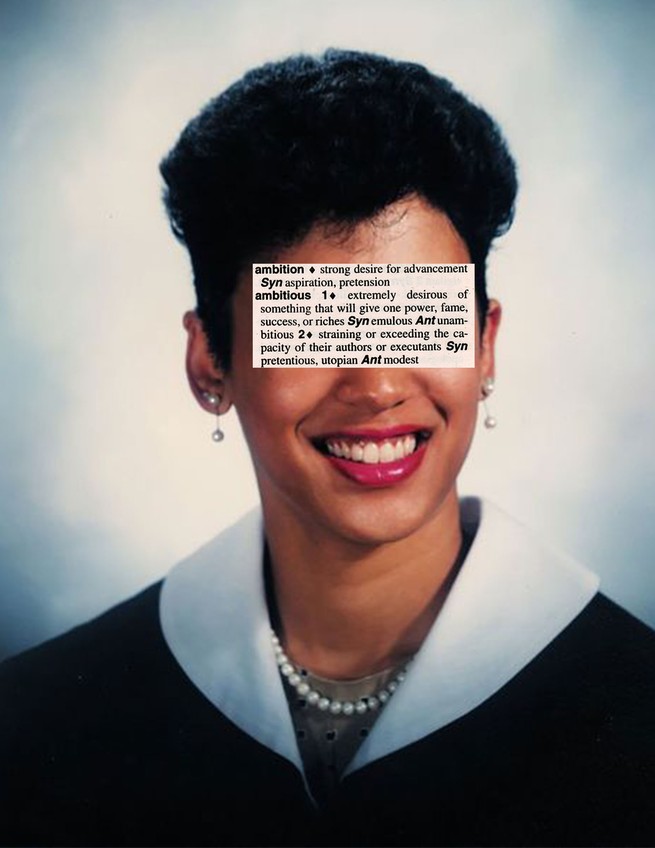 photo illustration of Kamala Harris overlaid with dictionary definition of ambiition