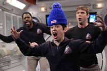 Colman Domingo, Marcello Hernández, and Mikey Day in the "Artemis II" sketch on "SNL"