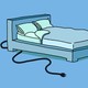 An illustration of a bed with a plug