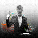 illustration of pixellated person taking oath with one hand raised