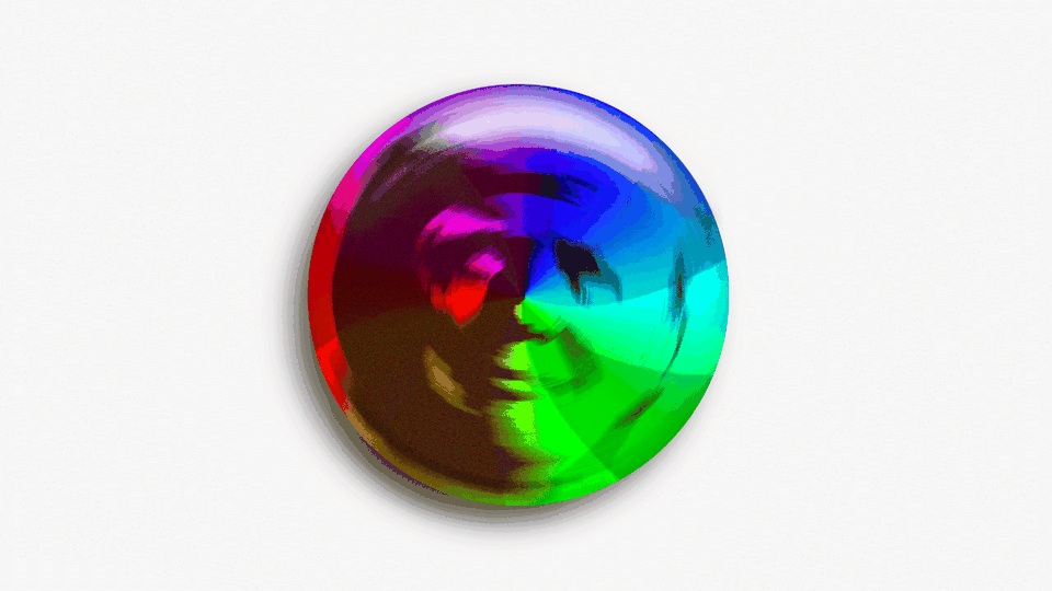 Trump's face in an Apple rainbow spinning wheel