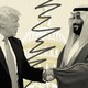 an illustration of Donald Trump shaking hands with Saudi Crown Prince Mohammed bin Salman