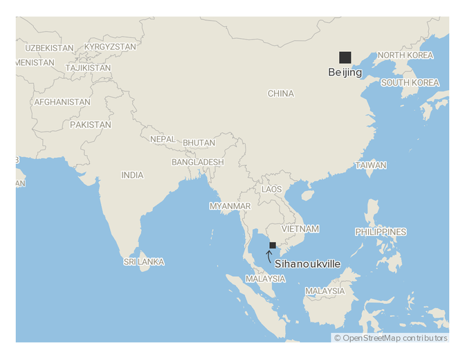 A map locating Sihanoukville.