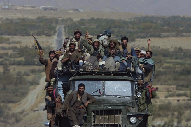 Truck carrying Afghan fighters
