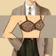 An illustration of a man in a suit wearing a bra