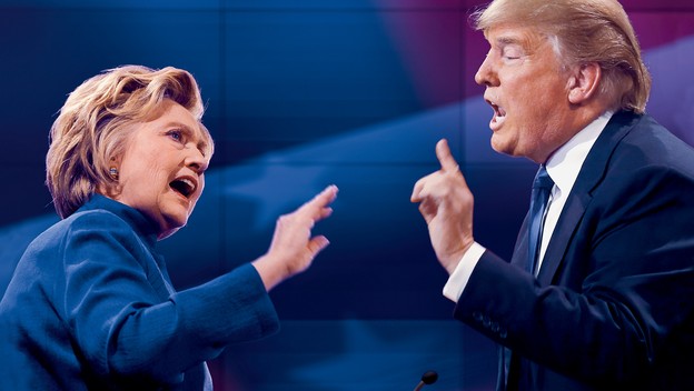 Hillary Clinton and Donald Trump debating