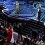 Frances McDormand asks women in the audience to stand as she accepts the Oscar for Best Actress for 'Three Billboards Outside Ebbing, Missouri.'