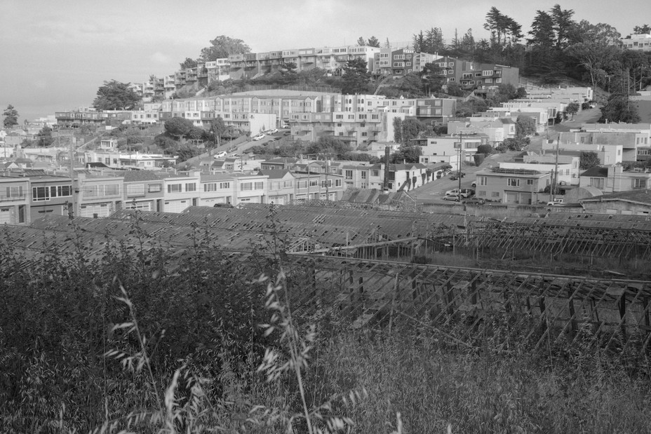 landscape picture of decaying gardens and homes