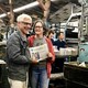 Editor Ed Miller and publisher Teresa Parker with Vol. 1 No. 1 of The Provincetown Independent as it comes off the press on Sept. 6