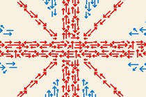 Blue and red arrows resemble the Union Jack flag.