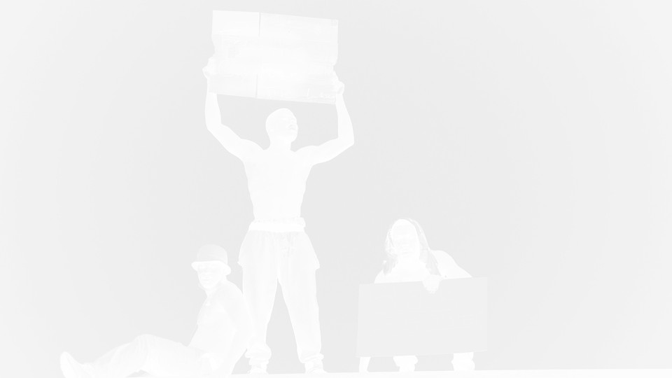 A negative image from a protest in Ferguson in 2015, in response to the shooting of Michael Brown