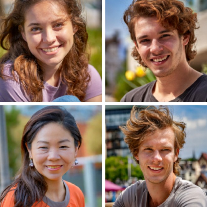 four close-up images of people