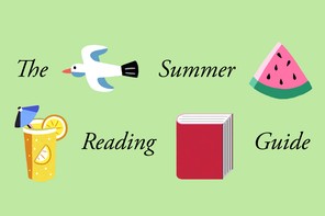 The phrase 'The Summer Reading Guide' interspersed with colorful illustrations