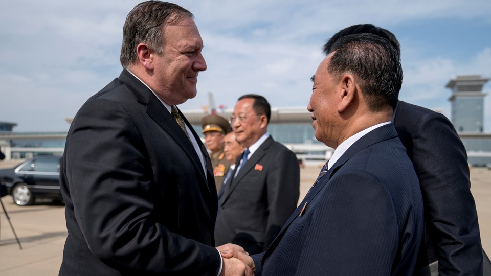 Secretary of State Mike Pompeo says goodbye to Kim Yong Chol, a North Korean senior ruling party official and former intelligence chief.