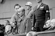 Japanese General Hideki Tojo pleads not guilty during a war-crimes trial in Tokyo in 1948.