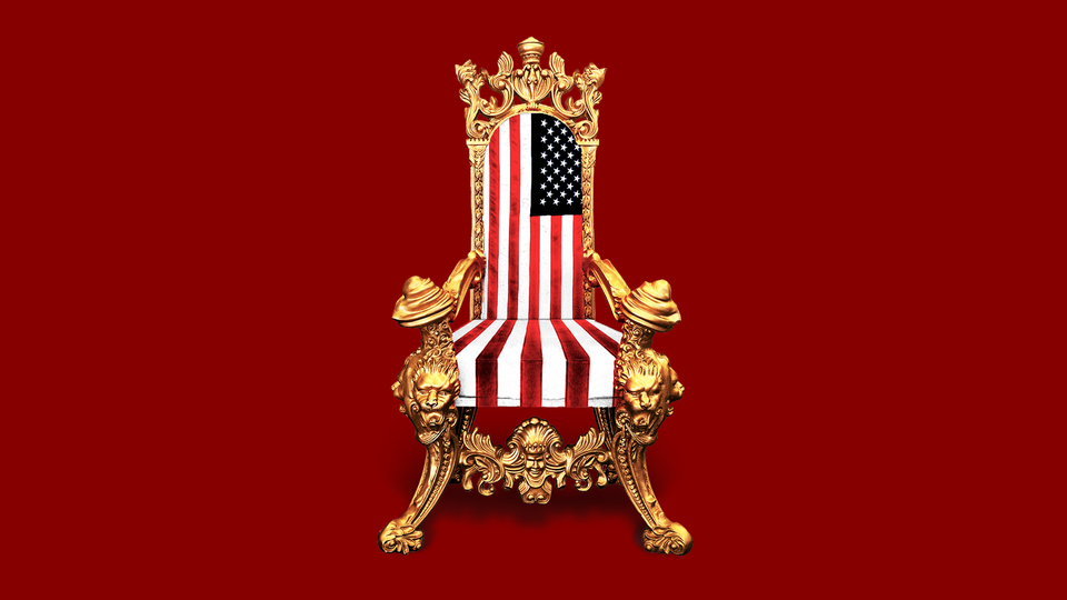 A throne with American-flag upholstery