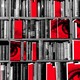 A photo illustration shows a bookshelf with large eyes