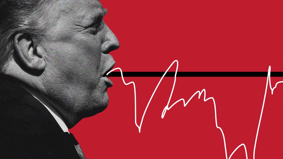 A photo illustration of Donald Trump speaking loudly