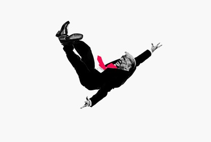 An illustration of Donald Trump falling through the air