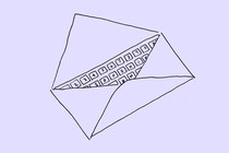 drawing of envelope open to reveal keyboard with numbers and letters on light purple background