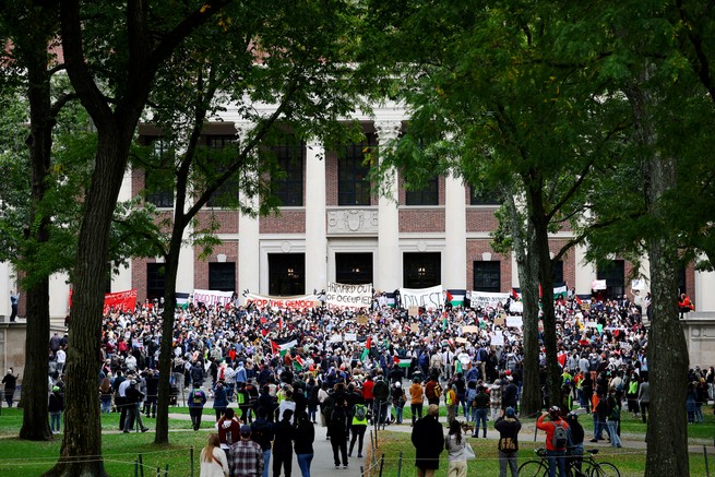 protest at Harvard University