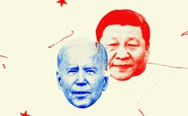 Illustration featuring images of Joe Biden and Xi Jinping.