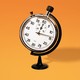 Illustration of a stopwatch, tilted and made to look like a globe