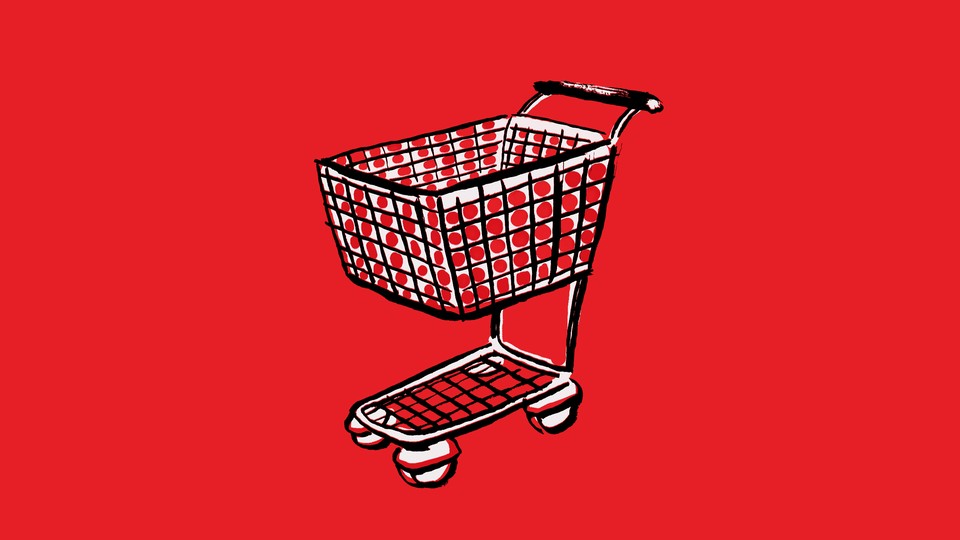supermarket cart with red background