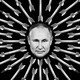 A photo illustration of rings of missiles radiating from a photo of Vladimir Putin