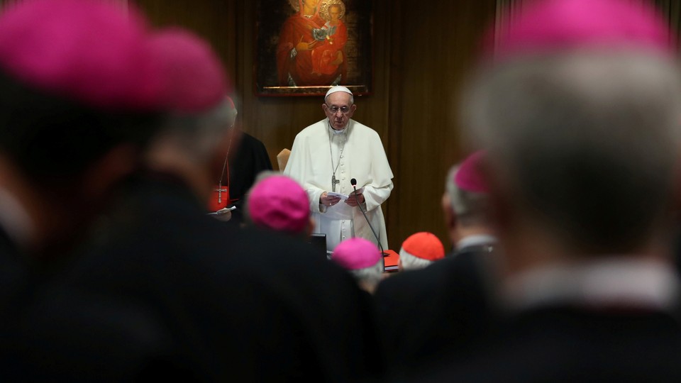 Pope Francis addresses a synodal meeting at the Vatican in early October.