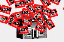 An illustration of a house covered in "Sold" signs