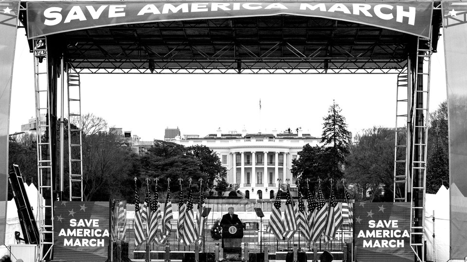 President Donald Trump speaks during a rally near the White House on January 6, 2021.