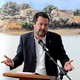 Matteo Salvini delivers a speech.