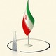 Knife cutting circle around Iranian flag