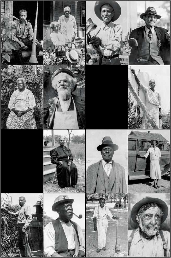 grid of 14 photographs of formerly enslaved people from FWP