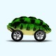 A turtle shell acts as the body of a car