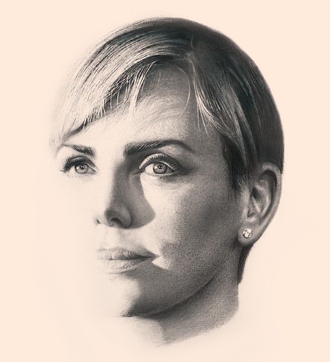 sketch of Charlize Theron