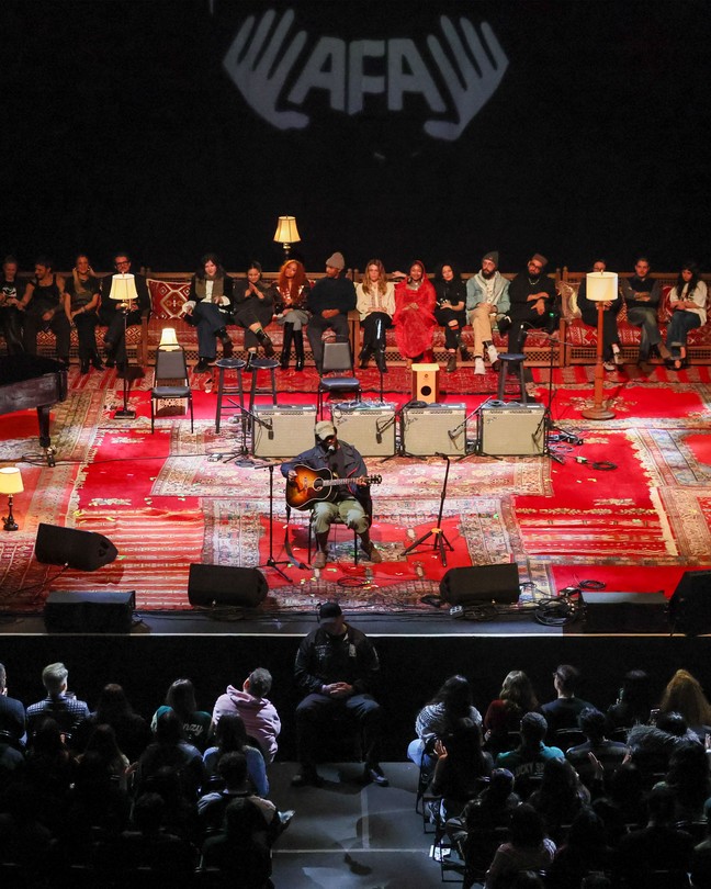 The stage for the Artist for Aid benefit concert