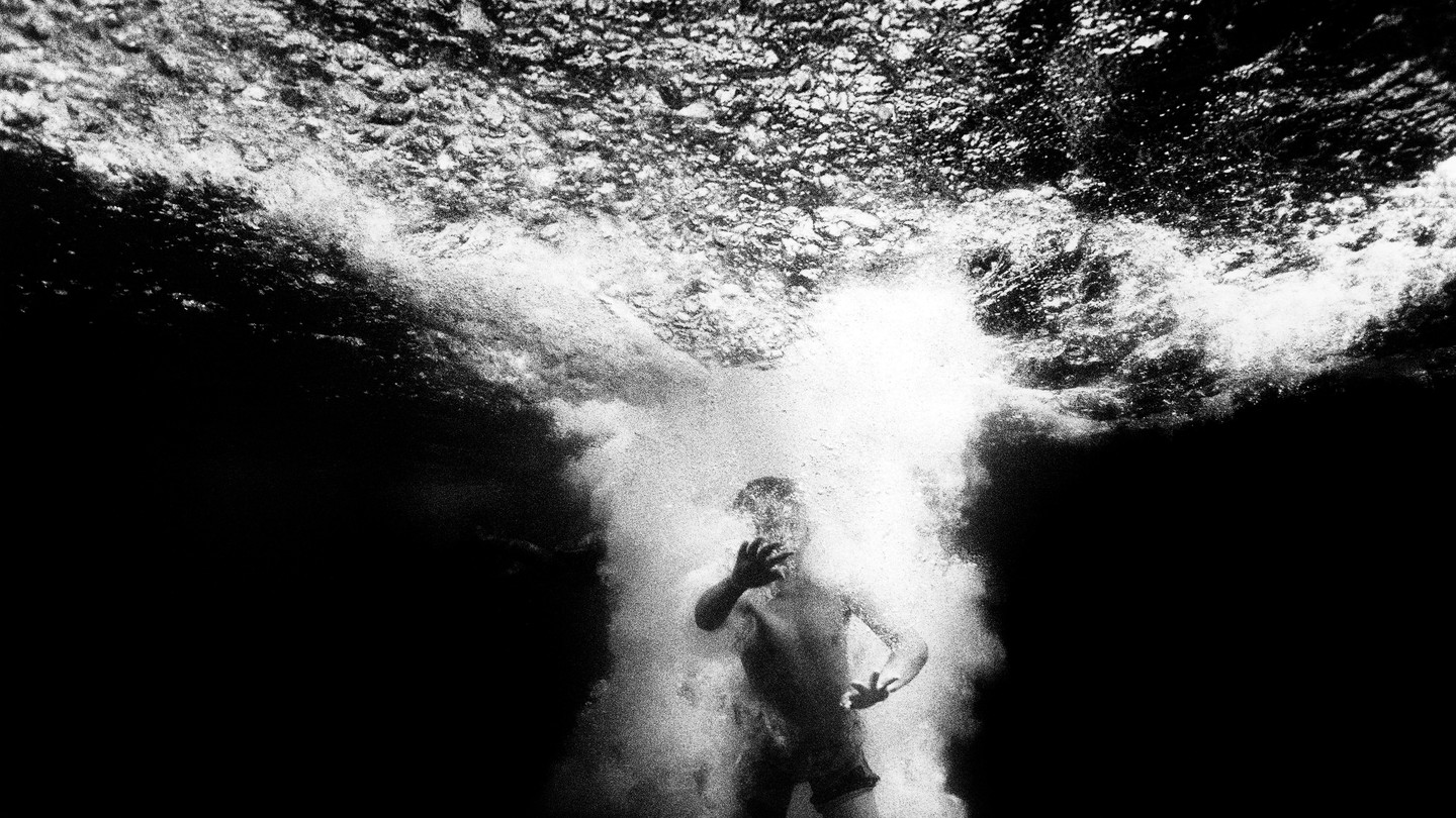 A young boy underwater
