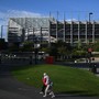 Newcastle United's football stadium stands out in the city.