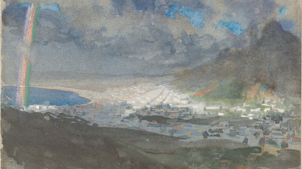 A watercolor painting of Cape Town