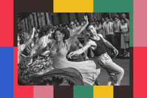 A group of dancers performing in the street in Steven Spielberg's "West Side Story"