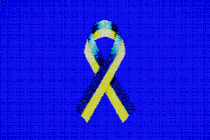 An animation showing a ribbon in Ukrainian national colors