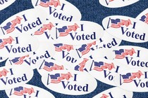 Many "I Voted" stickers