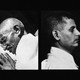 Side-by-side images of Mahatma Gandhi and his assassin, Nathuram Godse